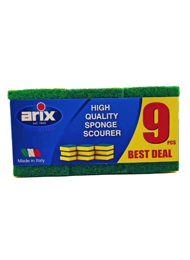 Arix Sponge Scourer 9-Piece Pack – Heavy Duty Non-Scratch Dishwashing Sponges - Image 1